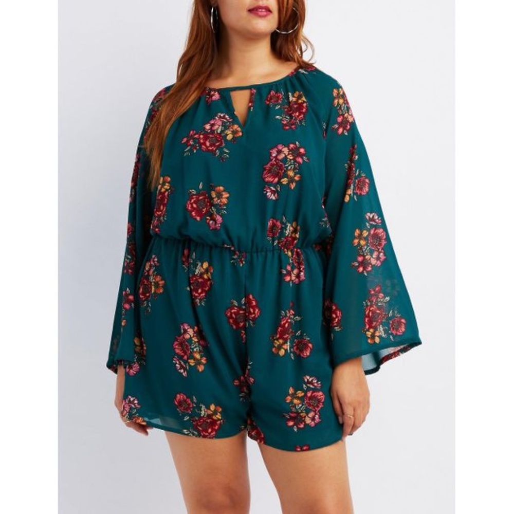 Plus Size Floral Cut-Out Romper